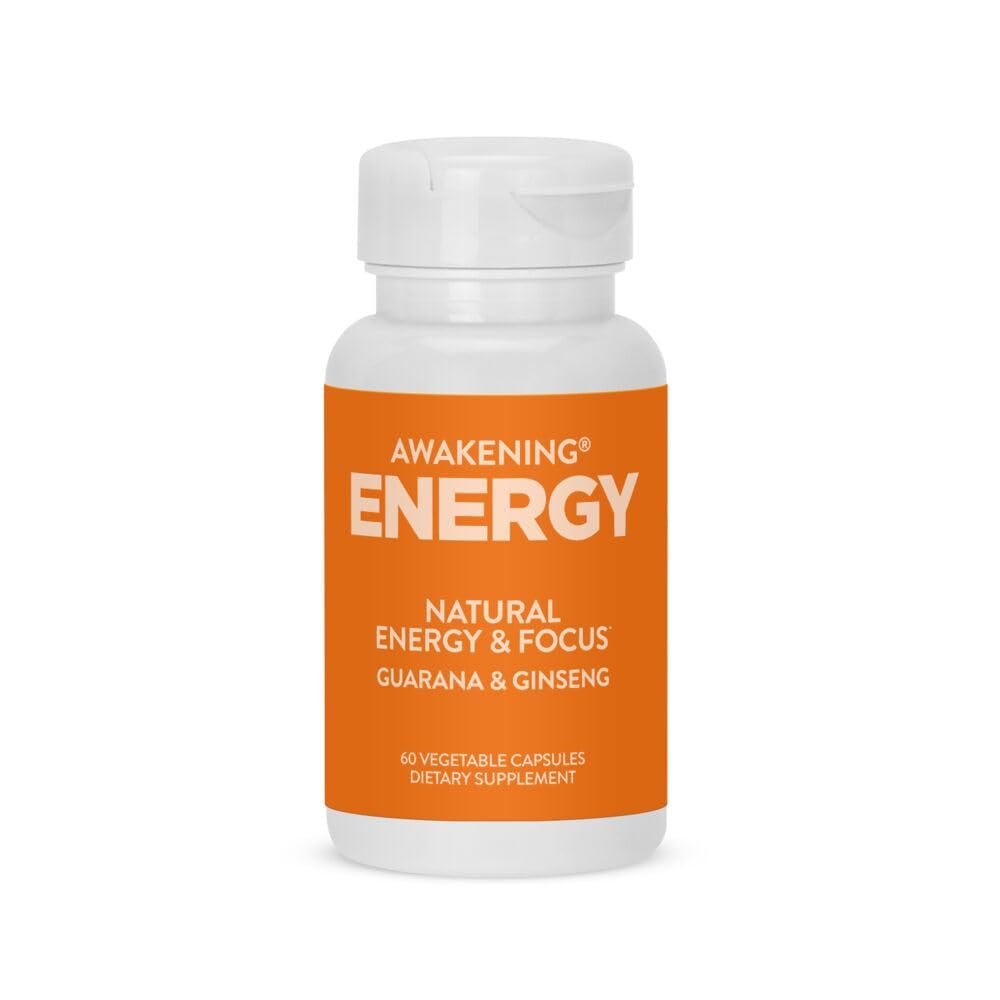 Natural Energy & Focus Supplement with Panax Ginseng, Guarana Extract & Chromium Picolinate, 60 Caps H9851
