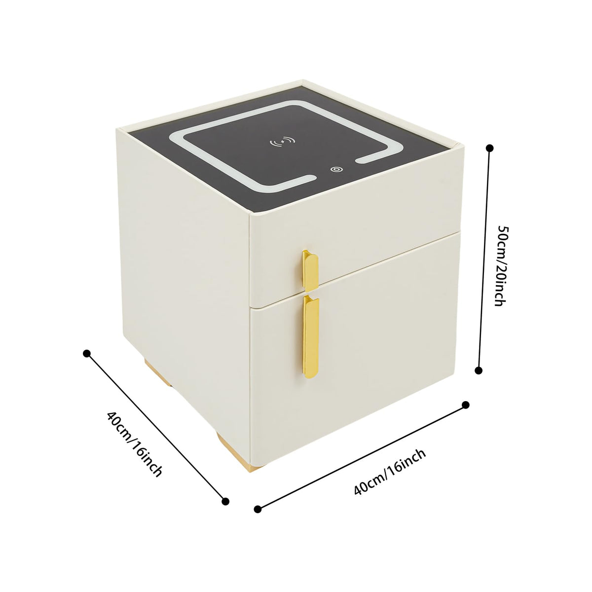 Smart Nightstand with Drawer and Safe, Wireless Charging, LED, USB R194