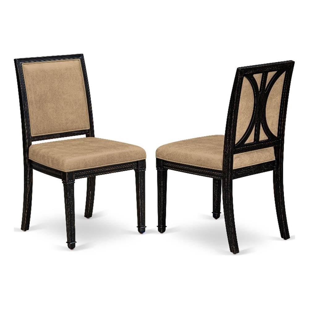 Acacia Wood Beige PU Leather Dining Chairs Set of 2 O737188