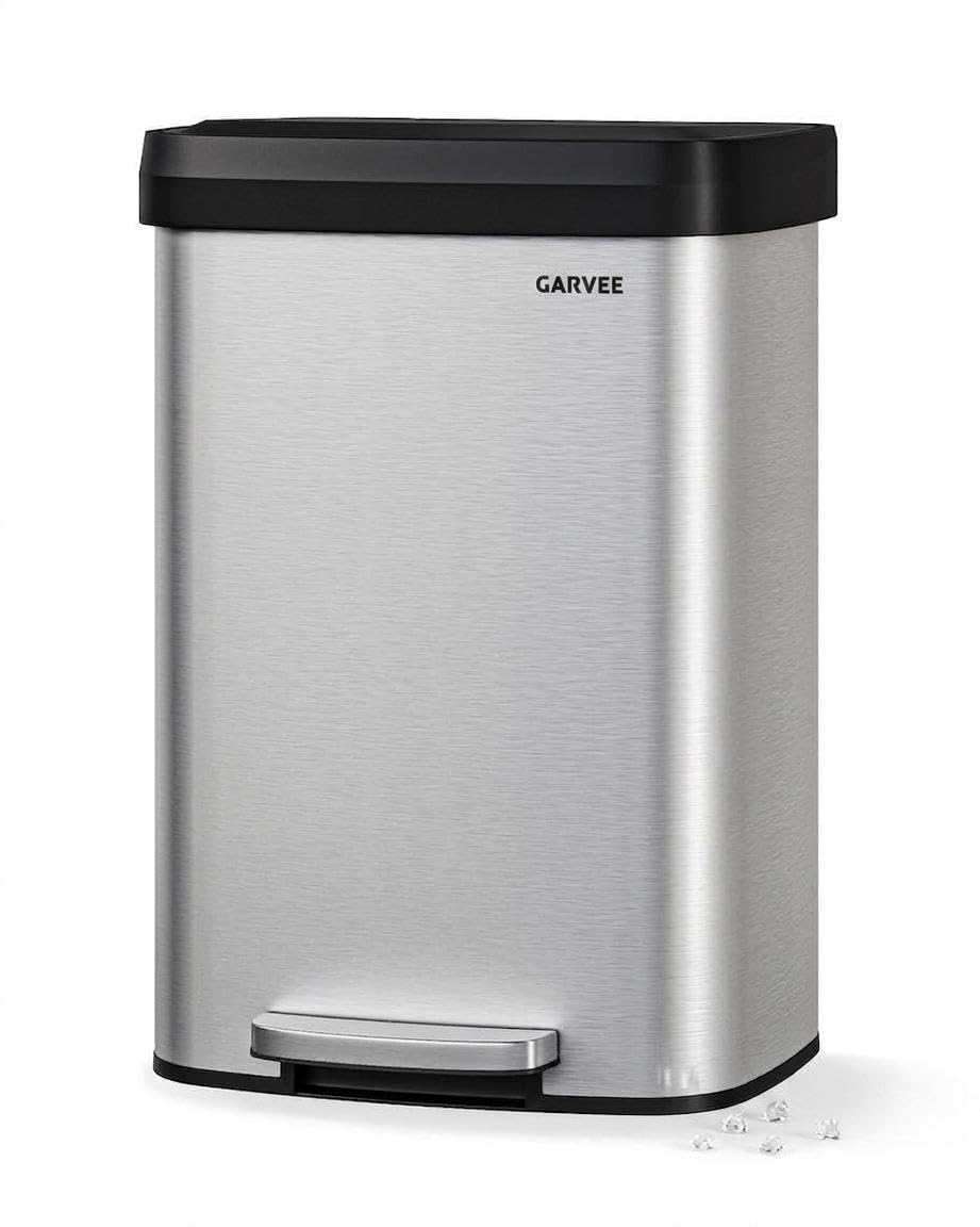 13 gal Stainless Steel Step-on Trash Can with Lid O4406