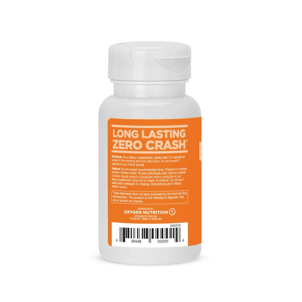 Natural Energy & Focus Supplement with Panax Ginseng, Guarana Extract & Chromium Picolinate, 60 Caps H9851