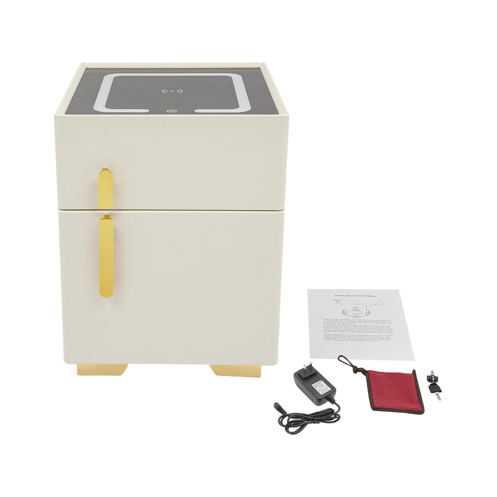 Smart Nightstand with Drawer and Safe, Wireless Charging, LED, USB R194