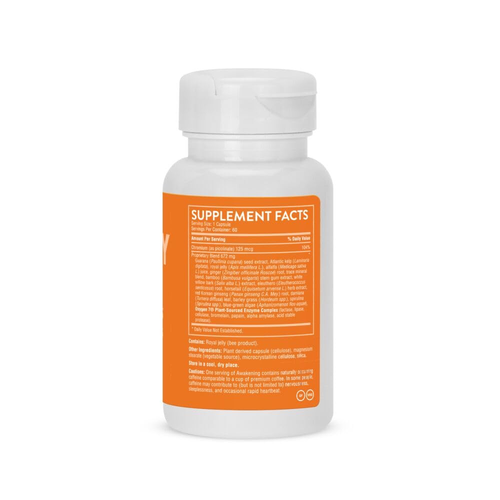 Natural Energy & Focus Supplement with Panax Ginseng, Guarana Extract & Chromium Picolinate, 60 Caps H9851