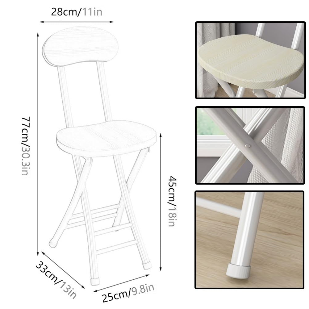 18 Inch Portable Folding Stool with Back Support and Footrest U471