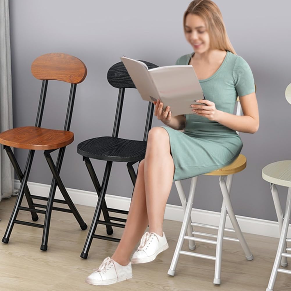 18 Inch Portable Folding Stool with Back Support and Footrest U471