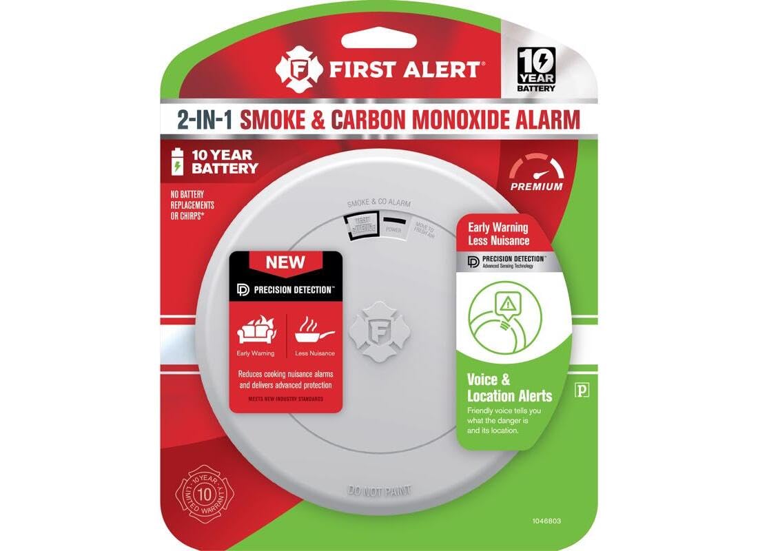 10 Year Battery-Powered Photoelectric Smoke and Carbon Monoxide Detector A4051