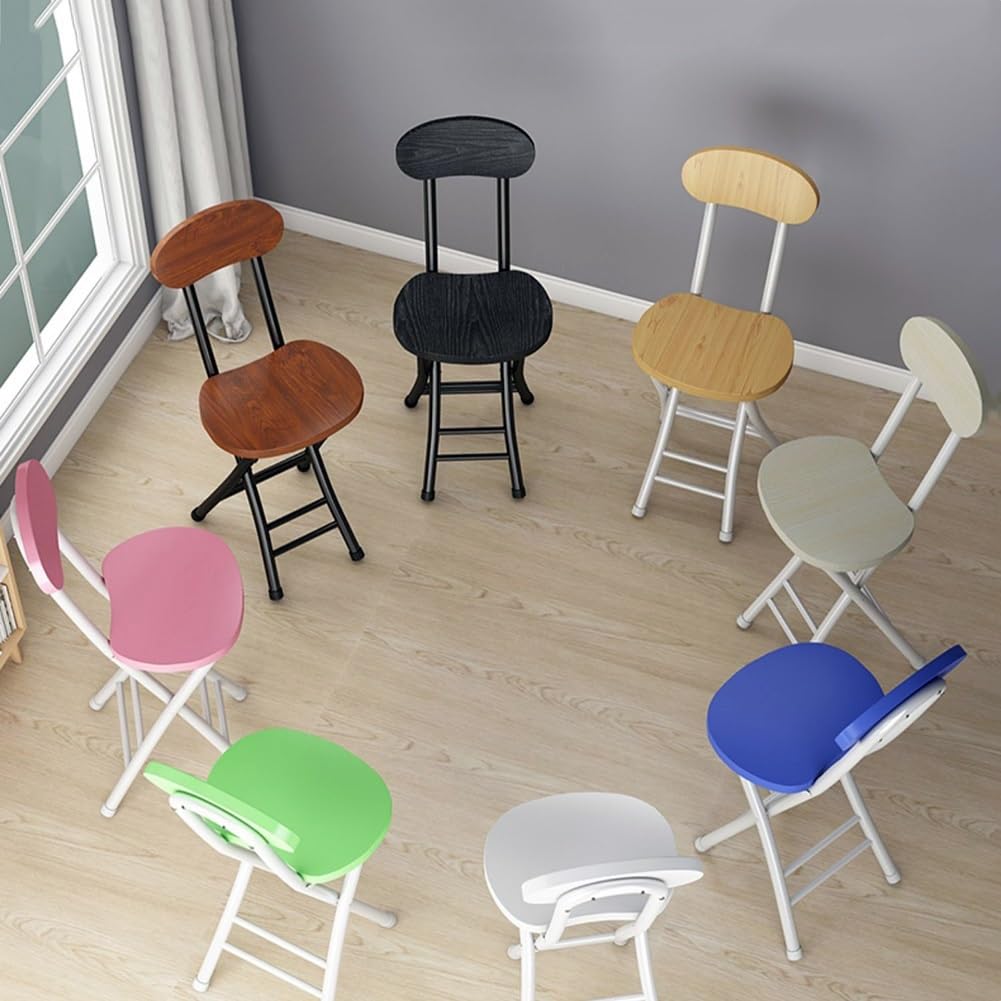 18 Inch Portable Folding Stool with Back Support and Footrest U471