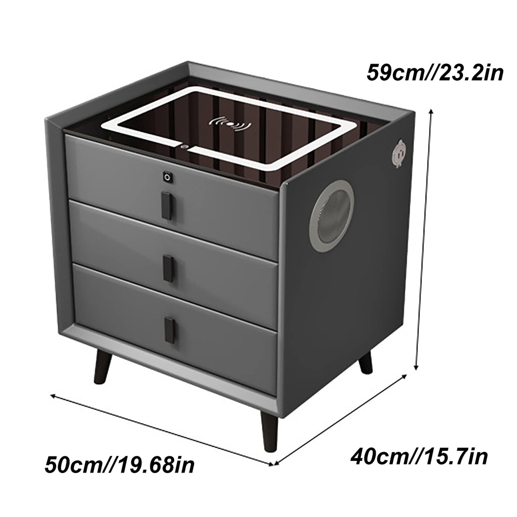 White 3 Drawer Bed End Table with Wireless Charging G1640