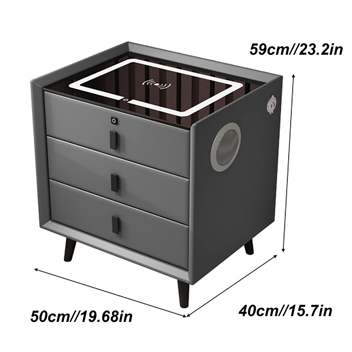 White 3 Drawer Bed End Table with Wireless Charging G1640