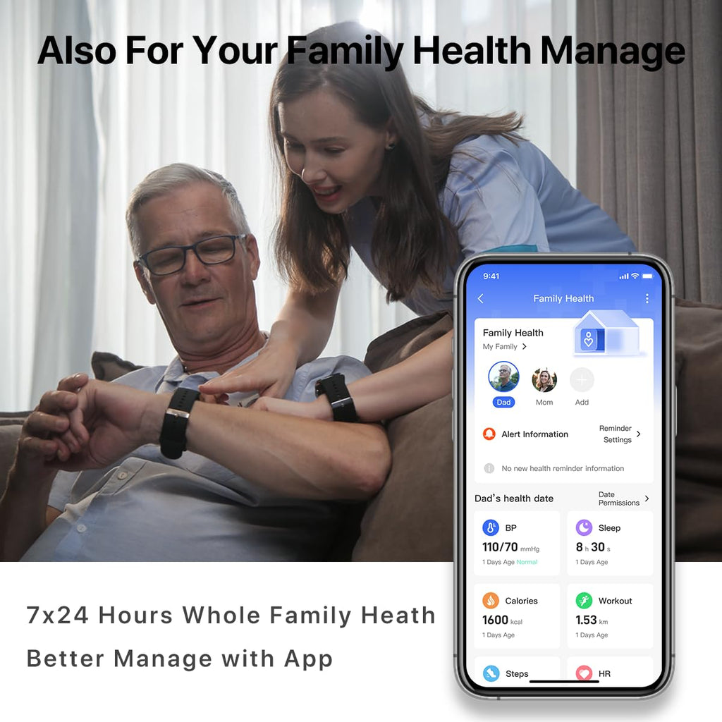 Blood Pressure Smartwatch with Cuff, Wrist BP Monitor Watch J116