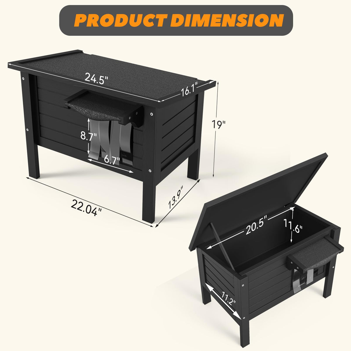 Weatherproof Insulated Solid Wood Outdoor Cat House V3839