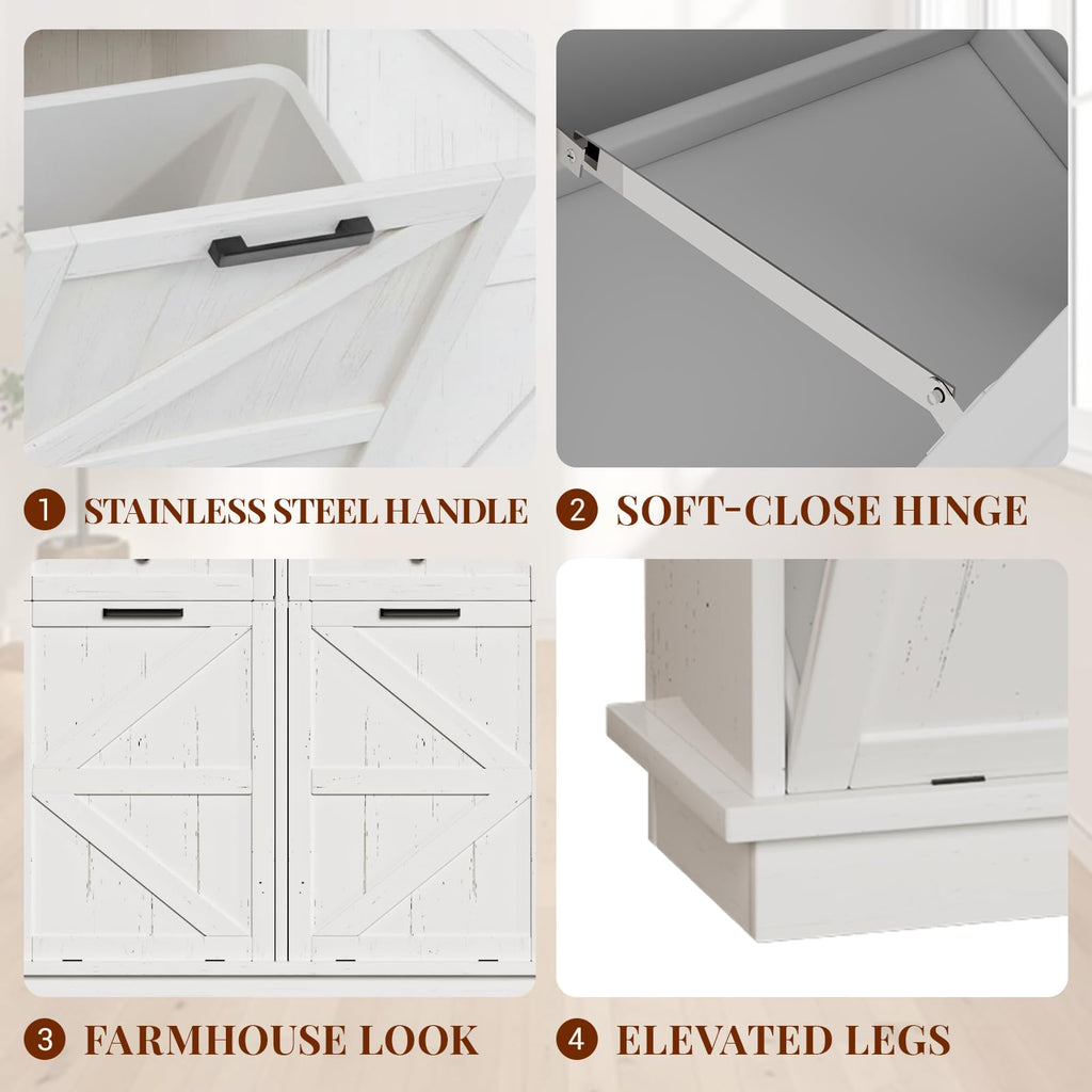 20 Gallon Wooden Tilt Out Trash Can Cabinet with 2 Drawers Y847