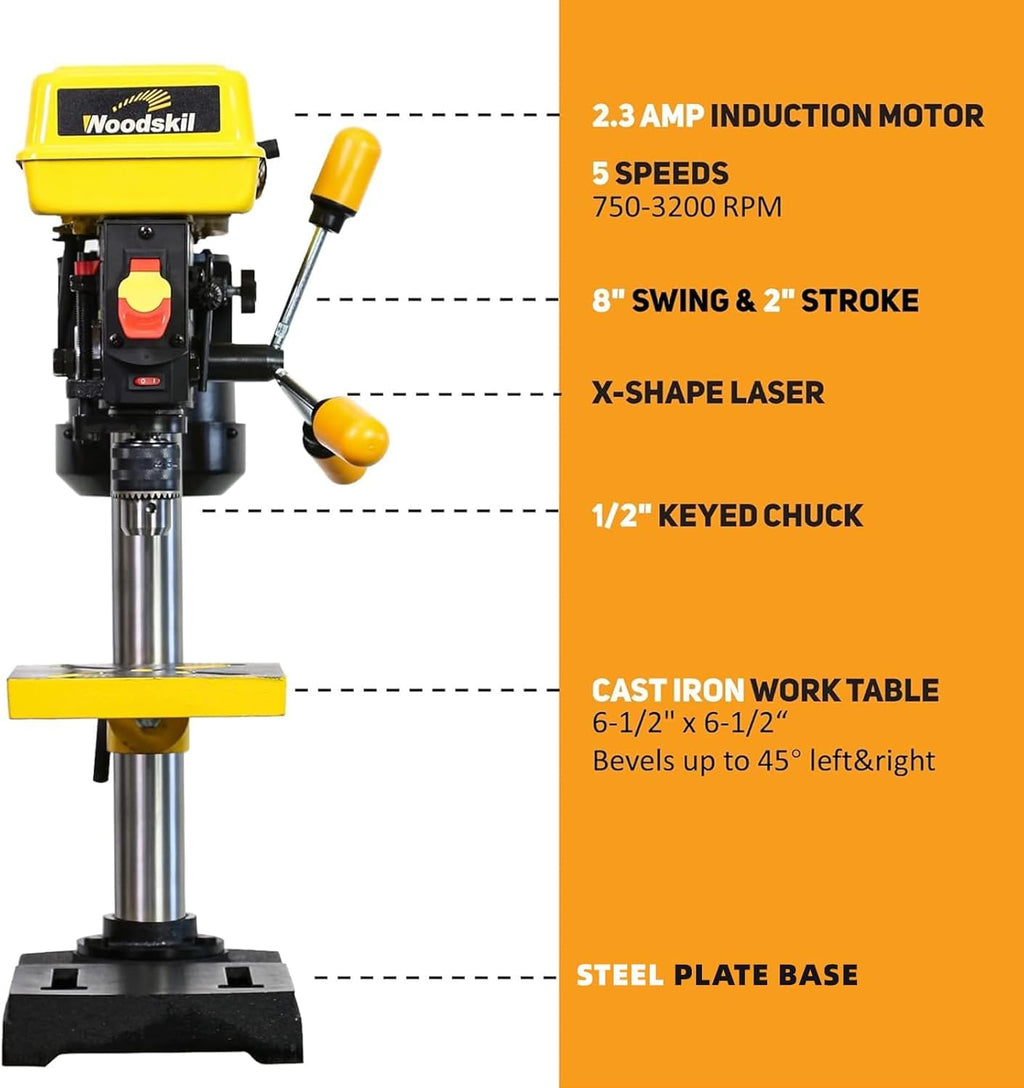 8-Inch 5-Speed Benchtop Drill Press T1261