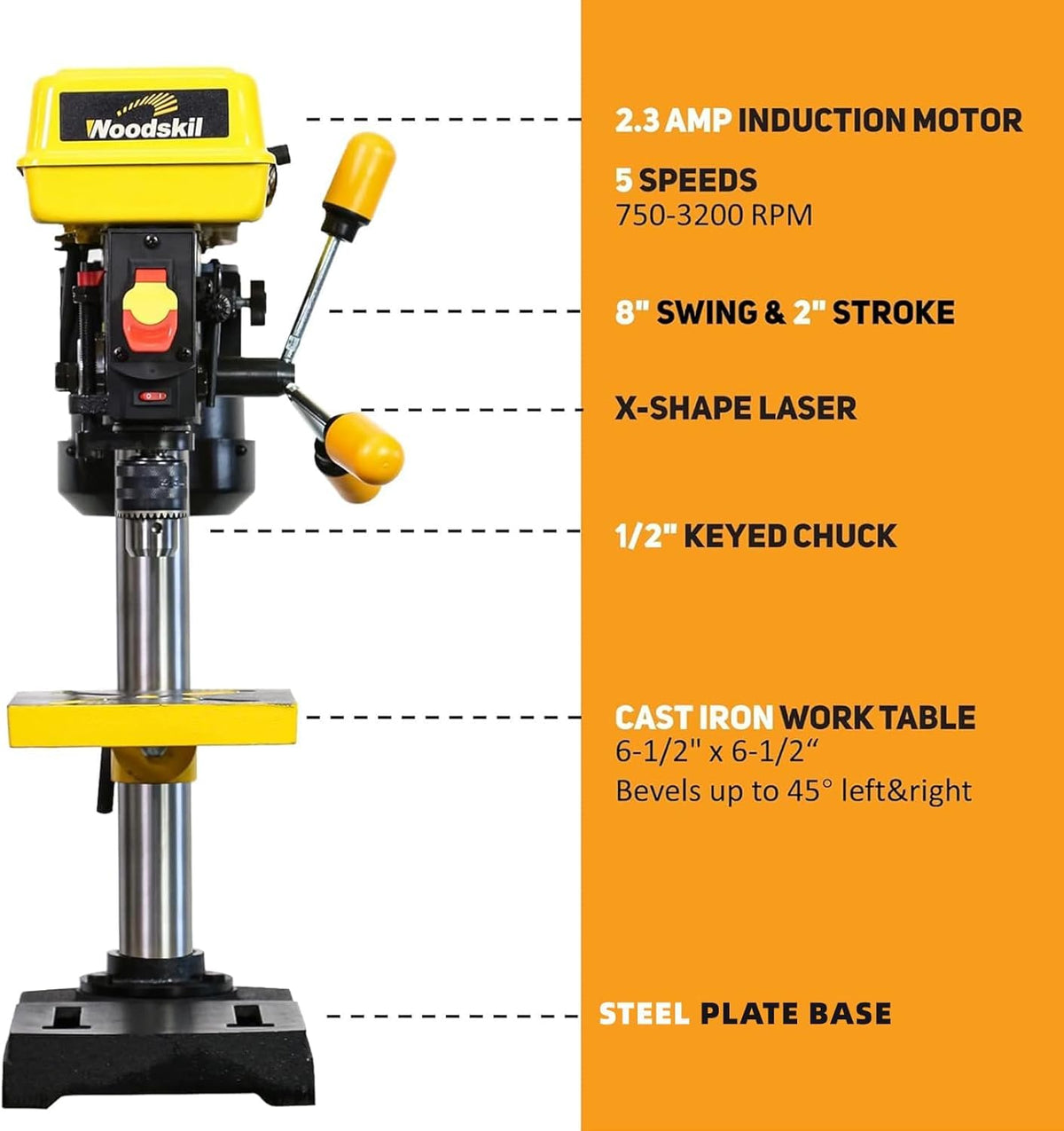 8-Inch 5-Speed Benchtop Drill Press T1261