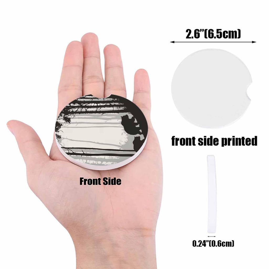 Black Gray Ceramic Car Cup Holder Coasters 2 Pack F385425