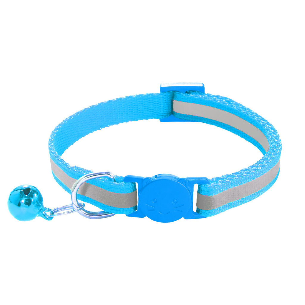 2 Pack Breakaway Cat Collars with Bells, Reflective, Claw Print, Sky Blue O148