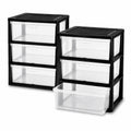 Plastic 3 Drawer Storage Tower with Clear Removable Bins X726913