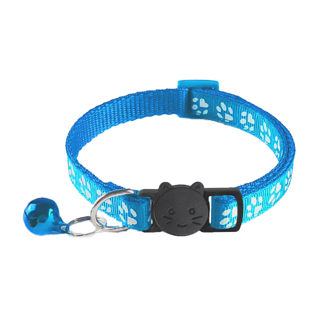 2 Pack Breakaway Cat Collars with Bells, Reflective, Claw Print, Sky Blue O148