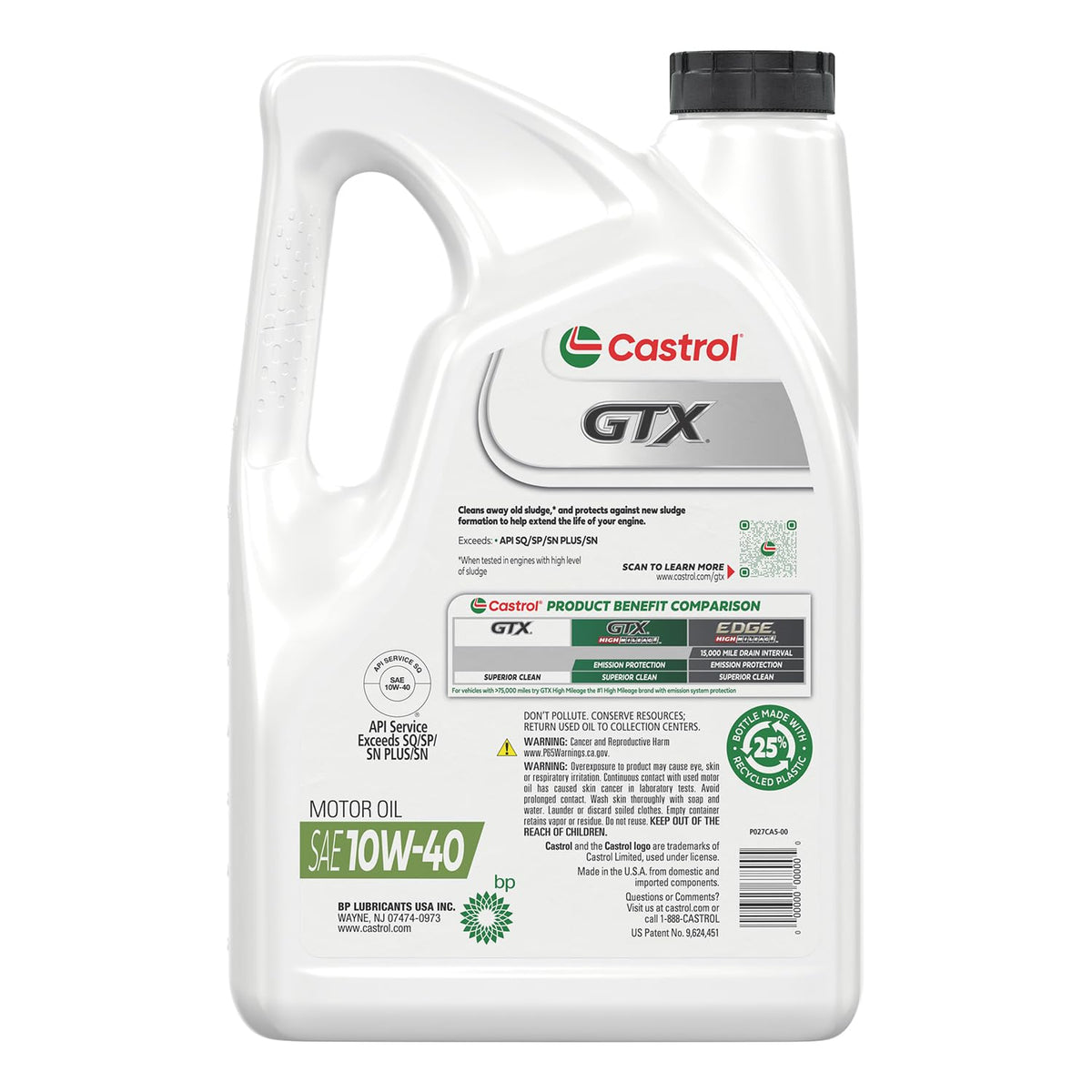 10W-40 Conventional Motor Oil, 5 Quarts U715032