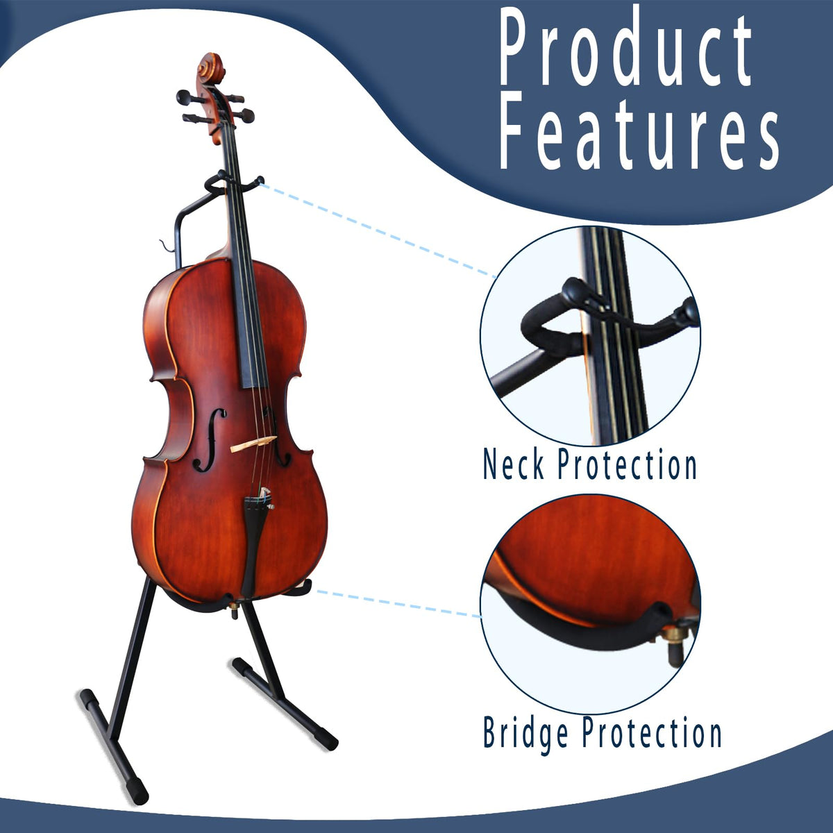 Double Bass Stand, Sturdy and Portable Upright Bass, Black F210