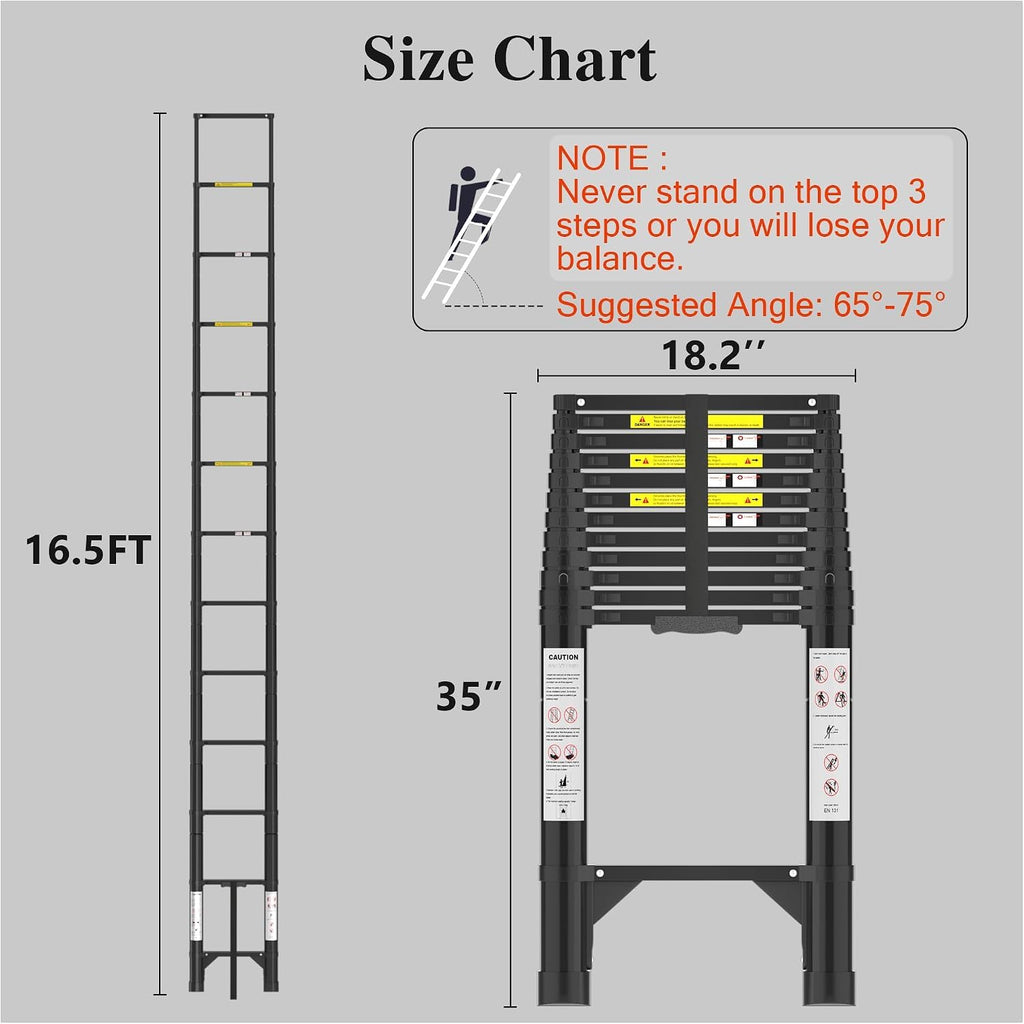 16.5 FT 330 Lbs Aluminum Telescoping Ladder V136248
