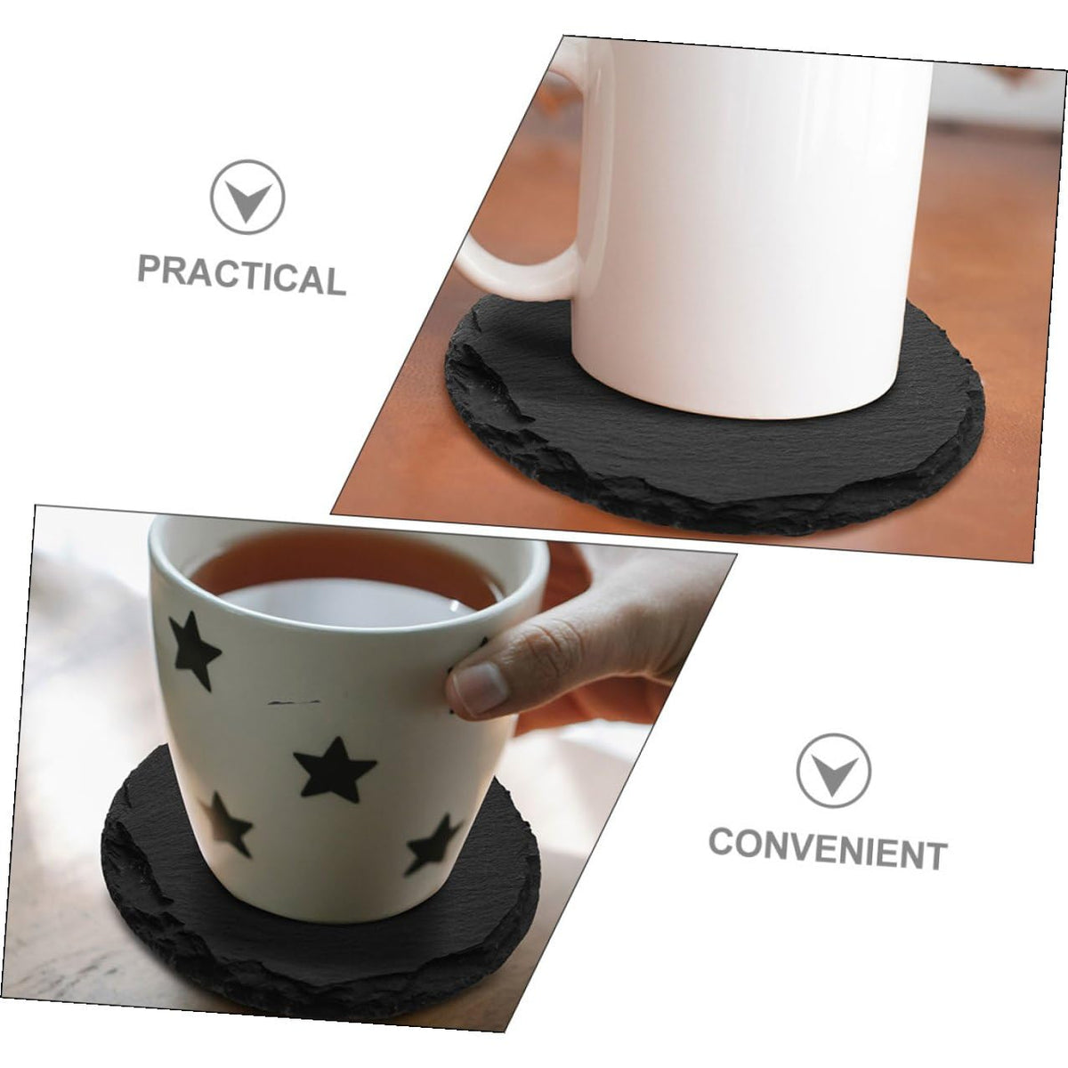 6pcs Stone Coasters Set with Non Slip Bottom Y9645