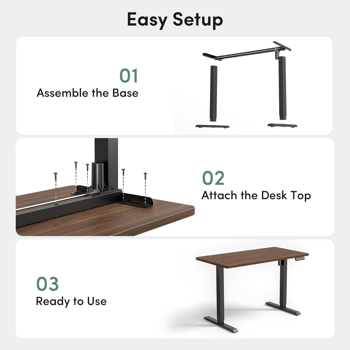 48 x 24 Black Walnut Adjustable Standing Desk N9089