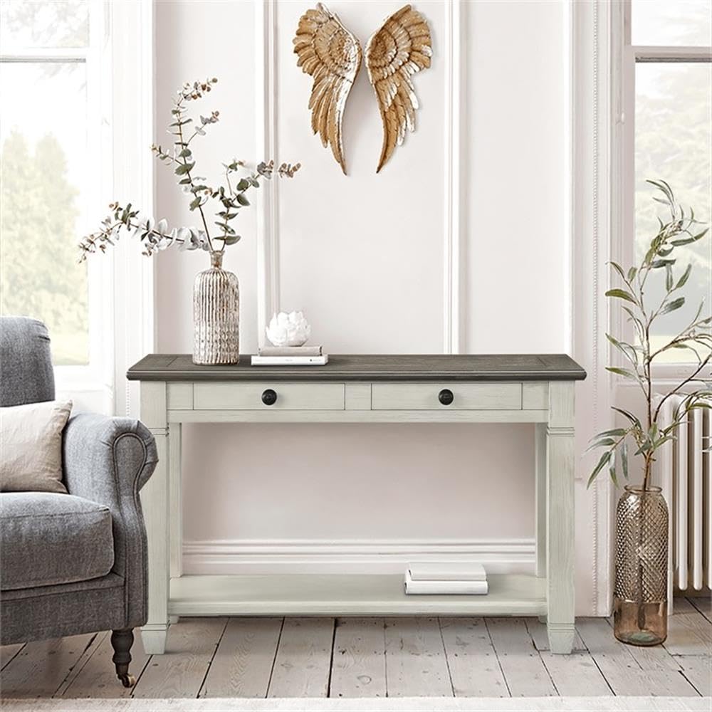 2-Tone Wood Console Table with 2 Drawers E304