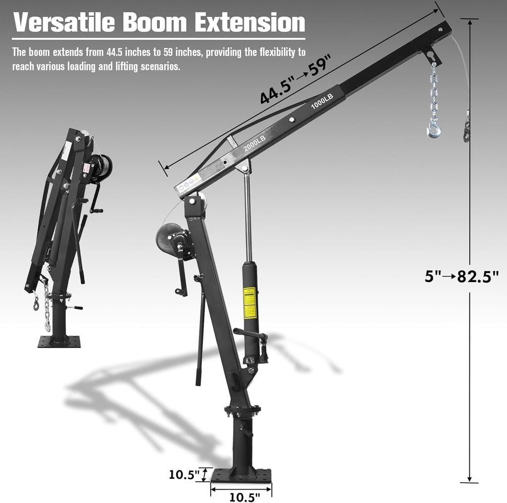 2000 lbs Folding Truck Crane with Hydraulic Winch M461