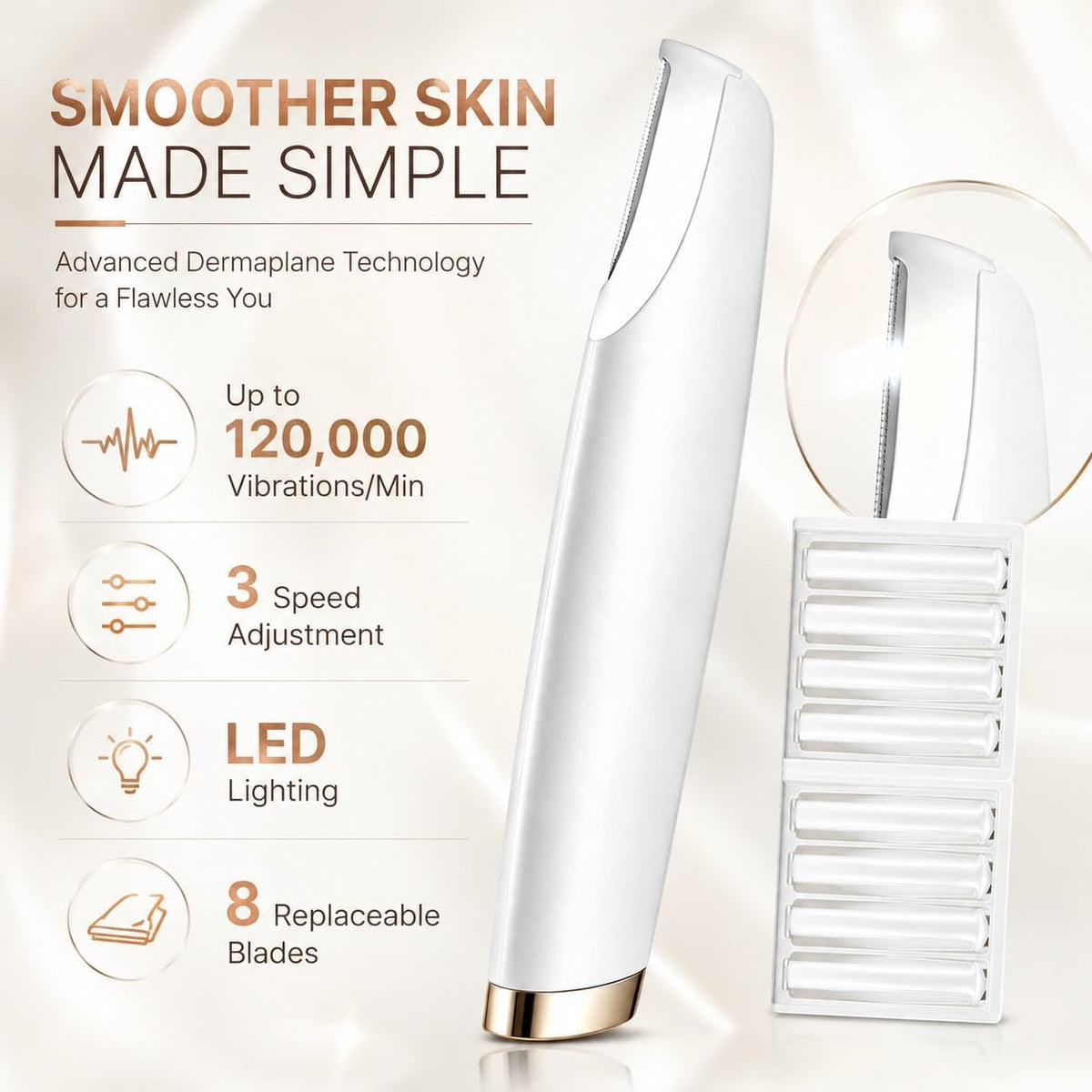 Dermaplane Razor with 9 Refill Blade T831