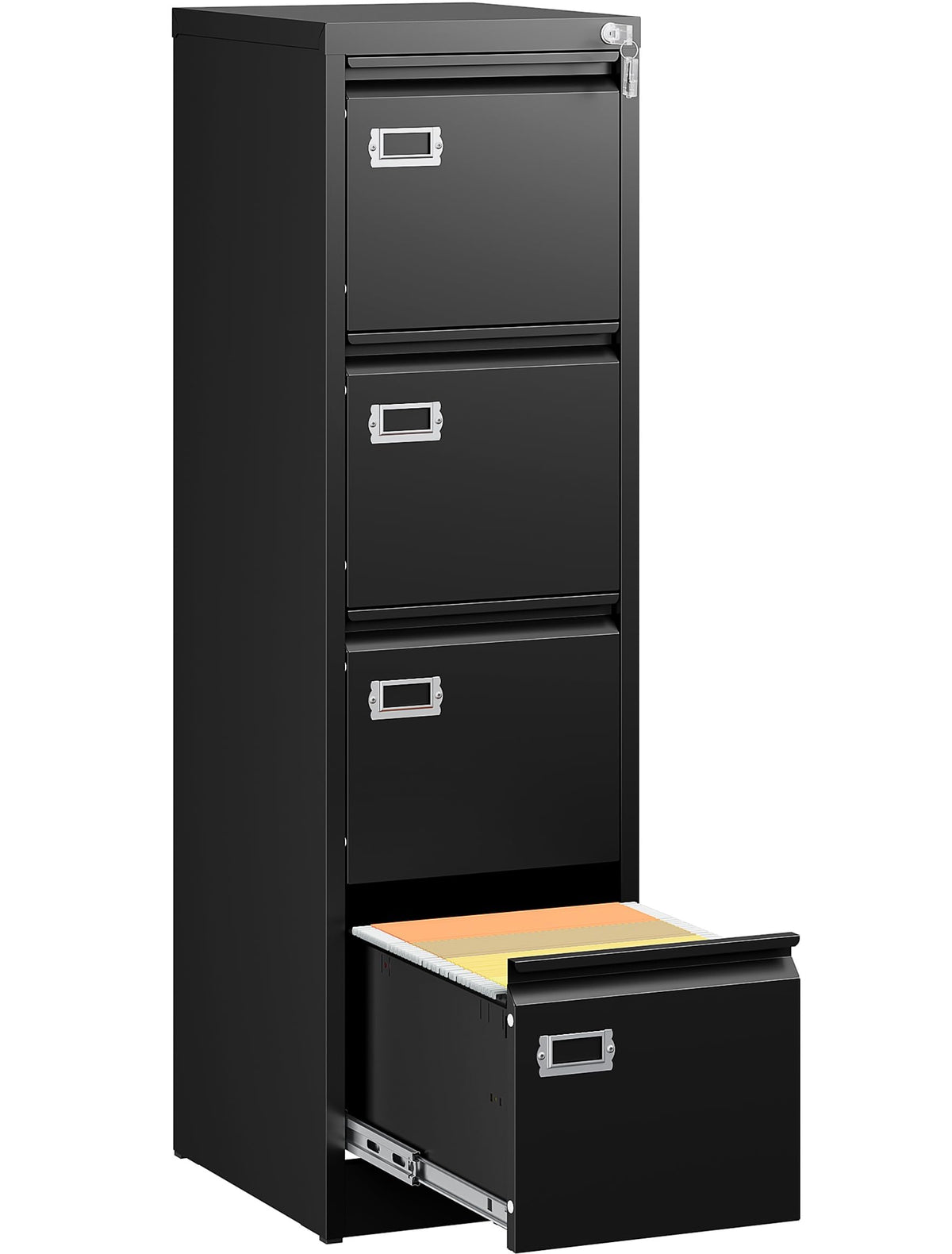 4 Drawer Black Metal File Cabinet with Lock O49986