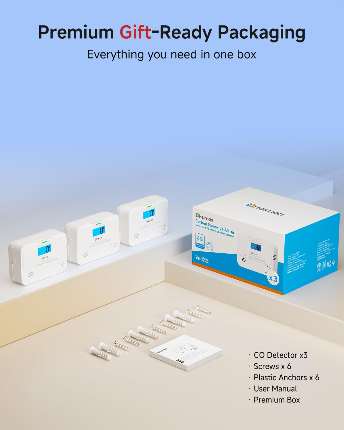 Carbon Monoxide Detectors 3 Pack Q40488