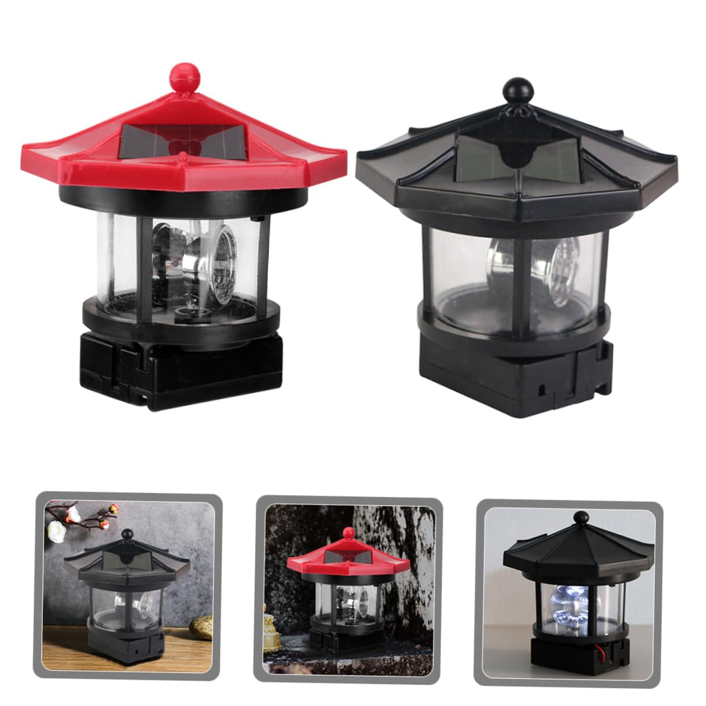 2pcs Solar Powered Rotatable Lighthouse Light R9889