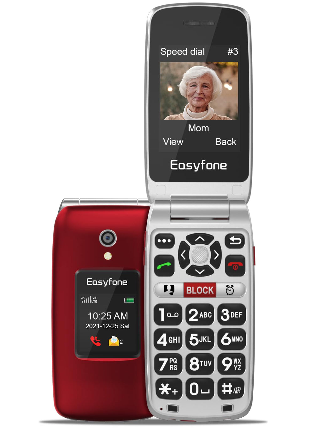 Unlocked 4G Big Button Flip Cell Phone with SOS Button & Charging Dock O159597