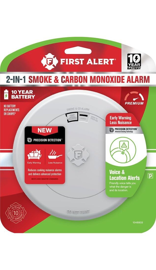 10 Year Battery-Powered Photoelectric Smoke and Carbon Monoxide Detector A4051