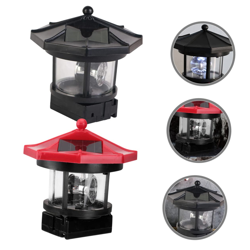 2pcs Solar Powered Rotatable Lighthouse Light R9889