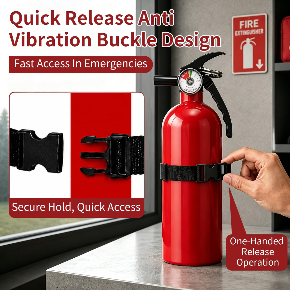 Fire Extinguisher Bracket Quick Release Anti-Vibration Mount Holder B425349