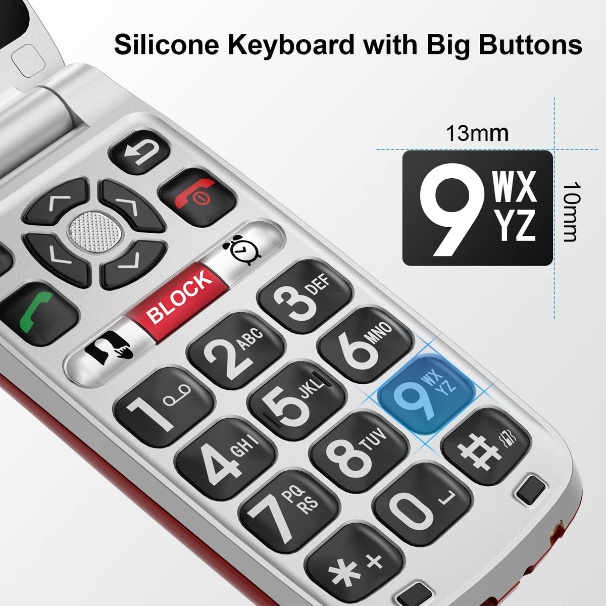 Unlocked 4G Big Button Flip Cell Phone with SOS Button & Charging Dock O159597