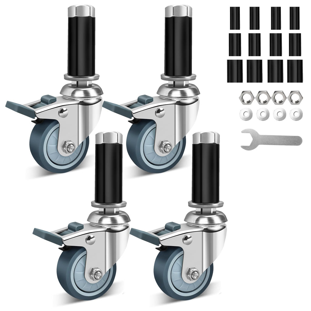 2 Inch Expanding Stem Caster Wheels with Locking Brake Set of 4 M374647