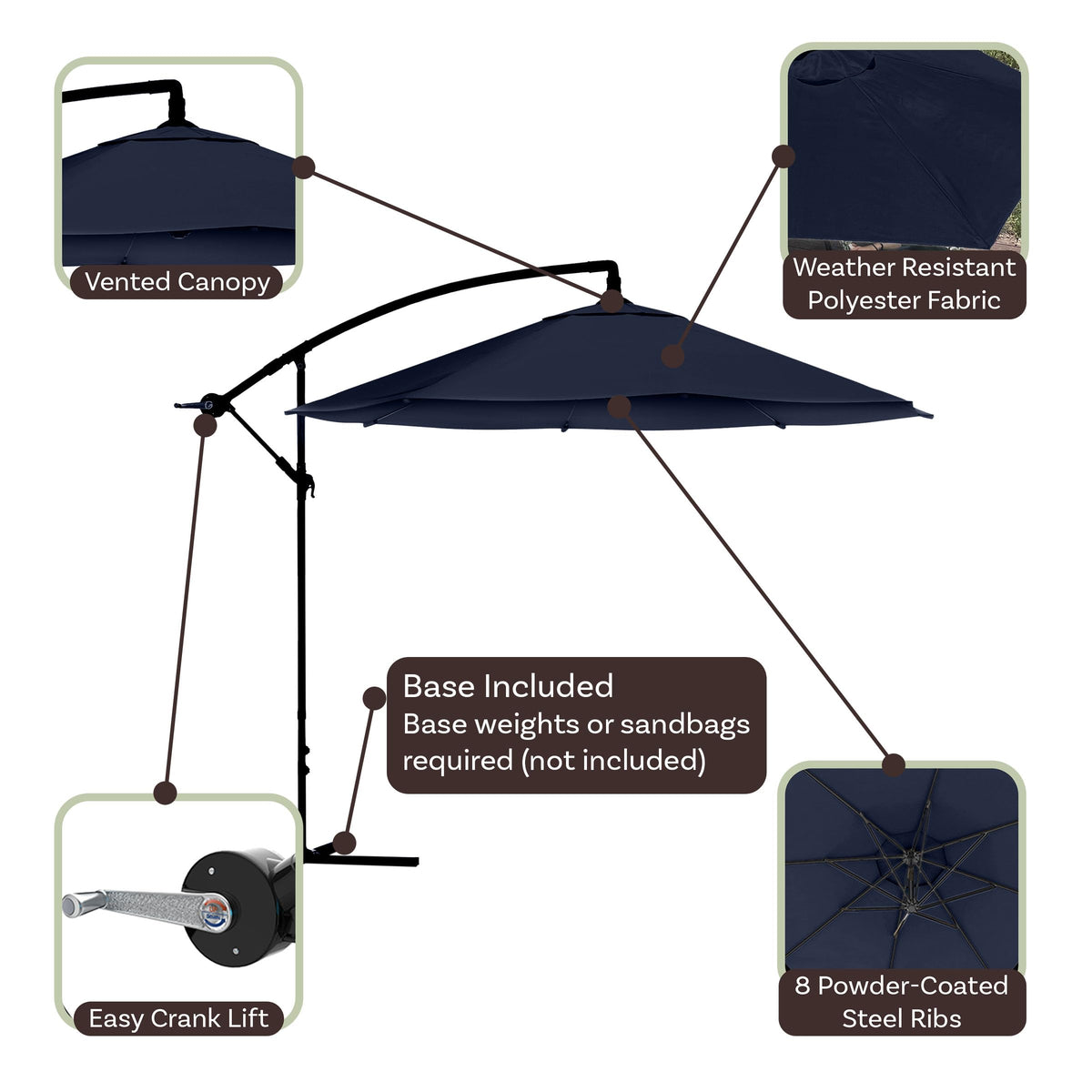10 Ft Offset Cantilever Patio Umbrella with Cross Base Z3703