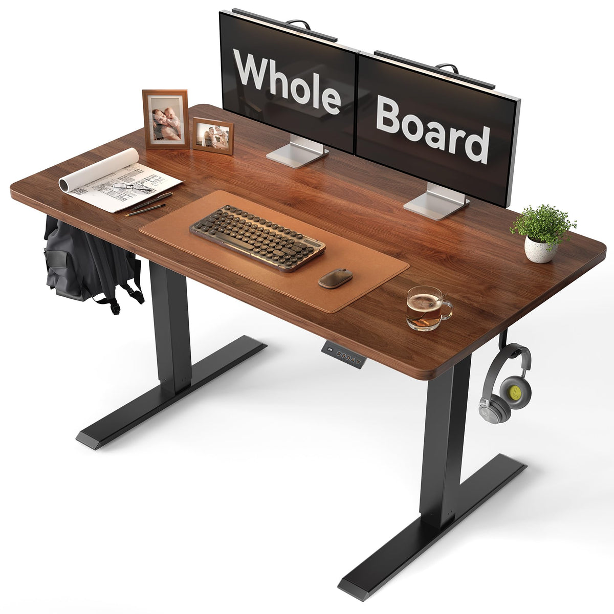 48 x 24 Black Walnut Adjustable Standing Desk N9089