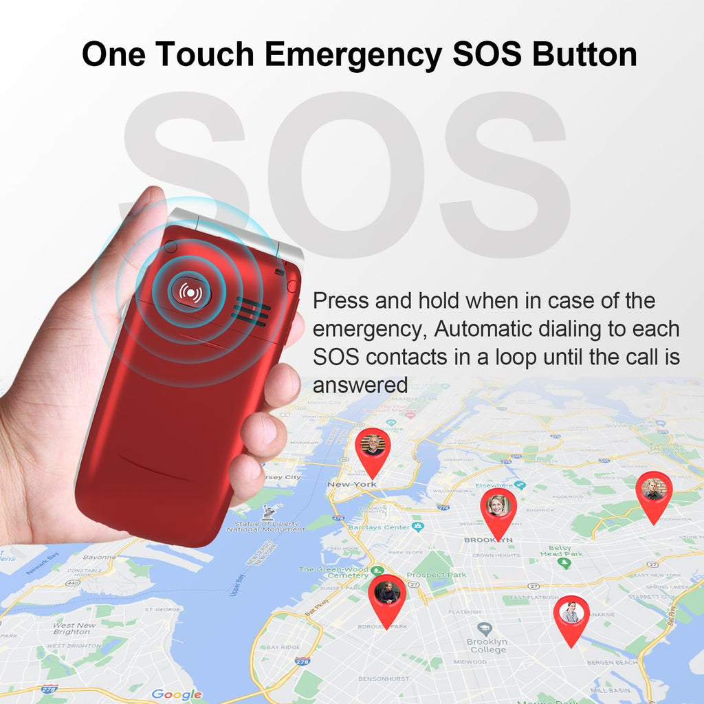 Unlocked 4G Big Button Flip Cell Phone with SOS Button & Charging Dock O159597