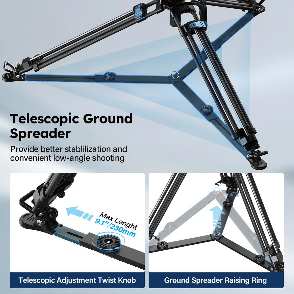 Carbon Fiber Video Tripod with Fluid Head X523