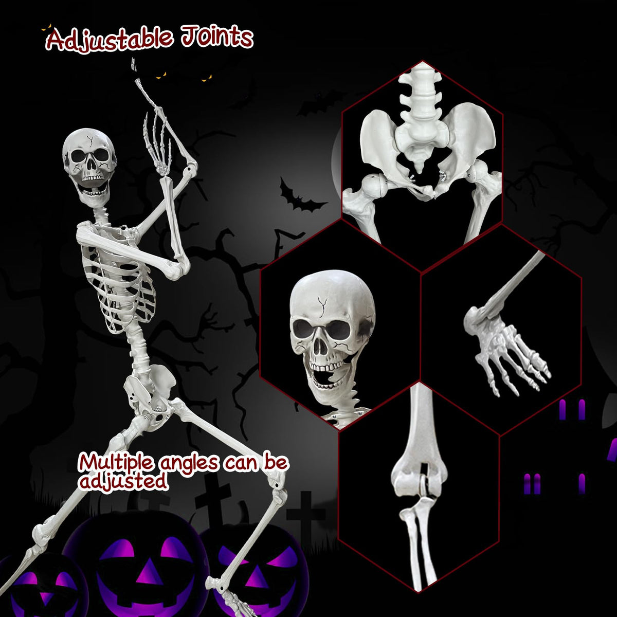 5.4Ft Poseable Life Size Human Skeleton with Rope Z398635