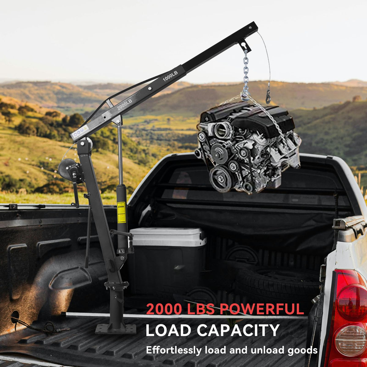 2000 lbs Folding Truck Crane with Hydraulic Winch M461