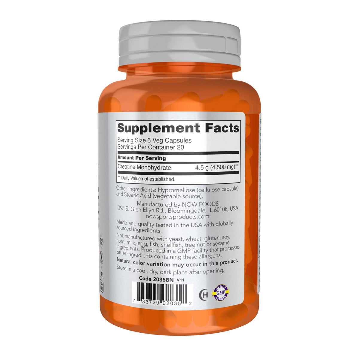 Creatine Monohydrate 750 mg 120 Veg Caps S104641