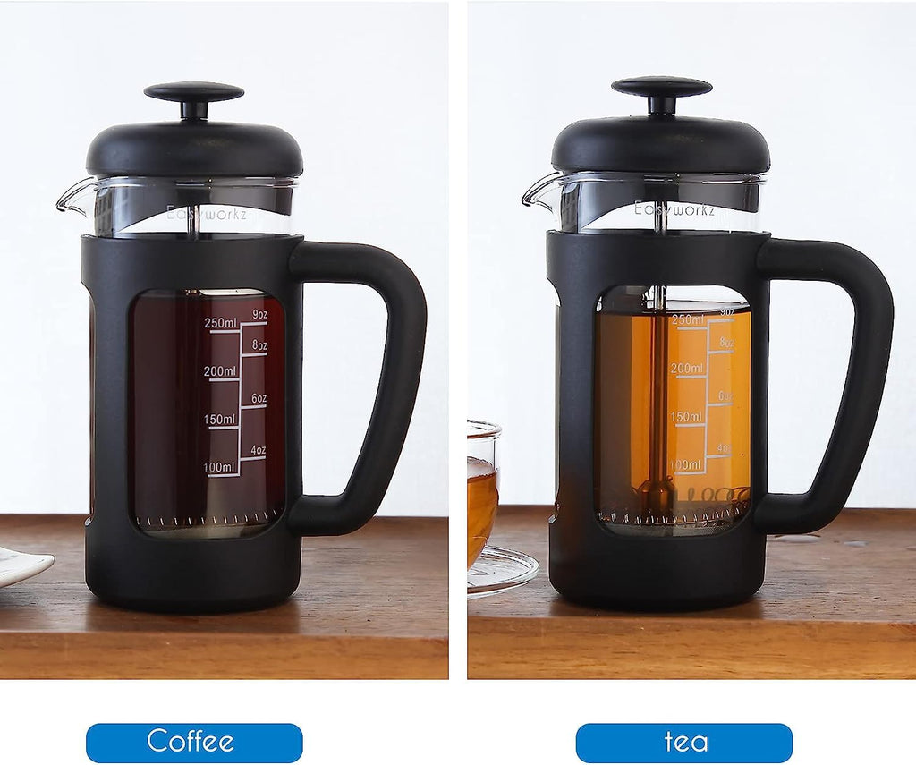 French Press 12 oz, Stainless Steel Double-Wall Espresso Cups 5 oz Set of 2 G21015