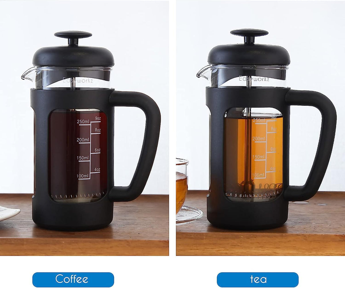 French Press 12 oz, Stainless Steel Double-Wall Espresso Cups 5 oz Set of 2 G21015