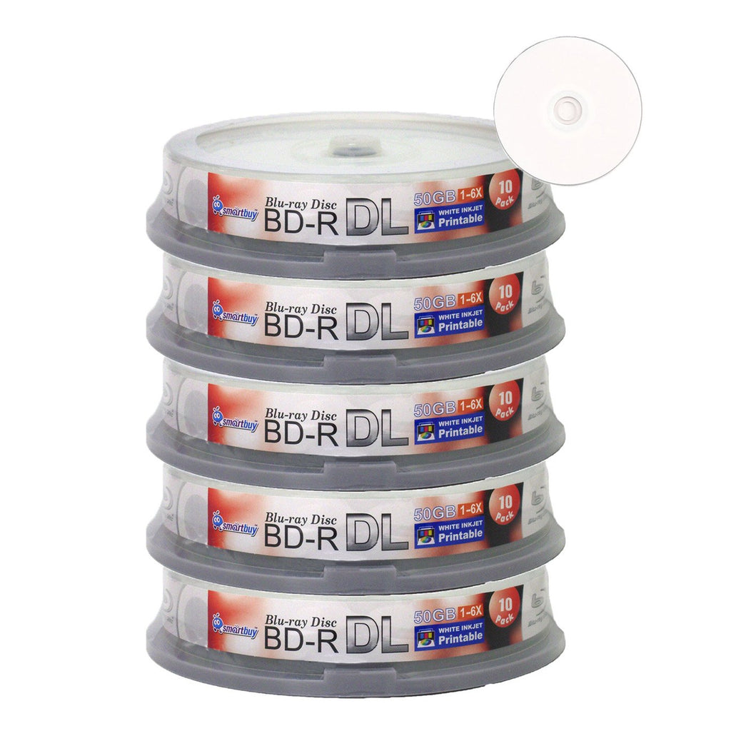 50-disc 50gb 6X Bd-r Dl White Inkjet Hub Printable Blank Disc W8348