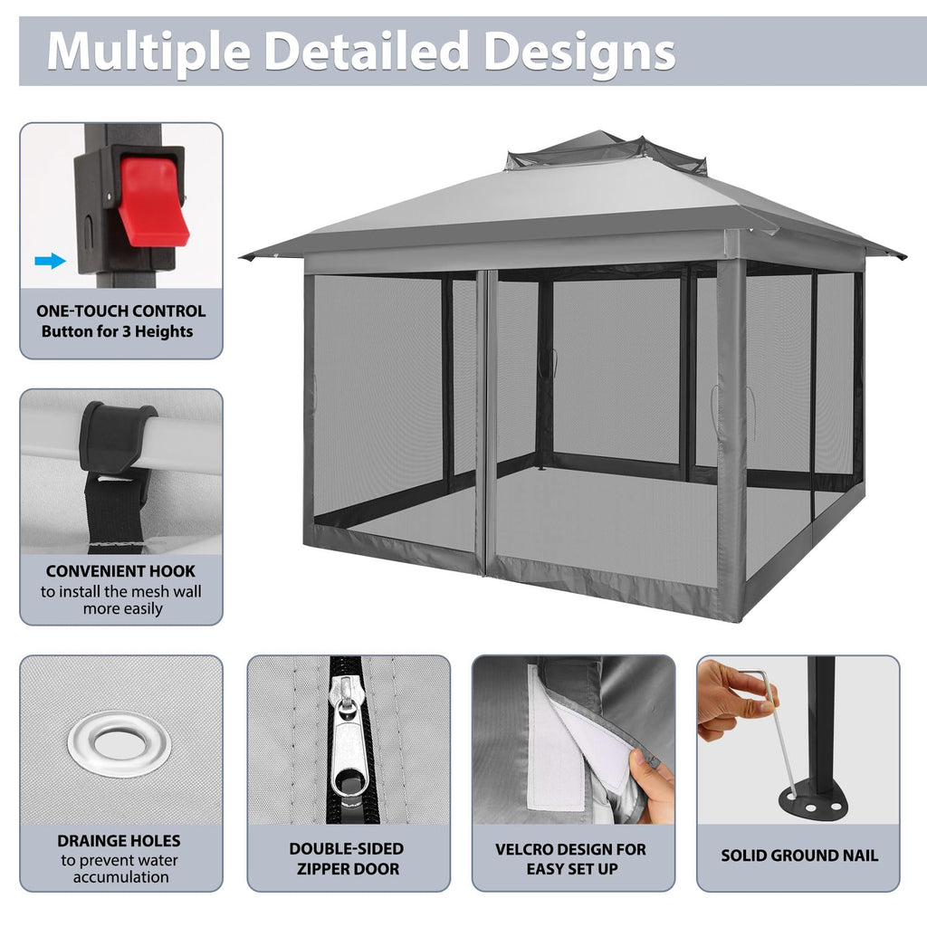 11x11 Pop Up Gazebo Canopy Tent with Mosquito Net Q6899